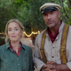 Emily Blunt and Dwayne Johnson on set of Jungle Cruise.